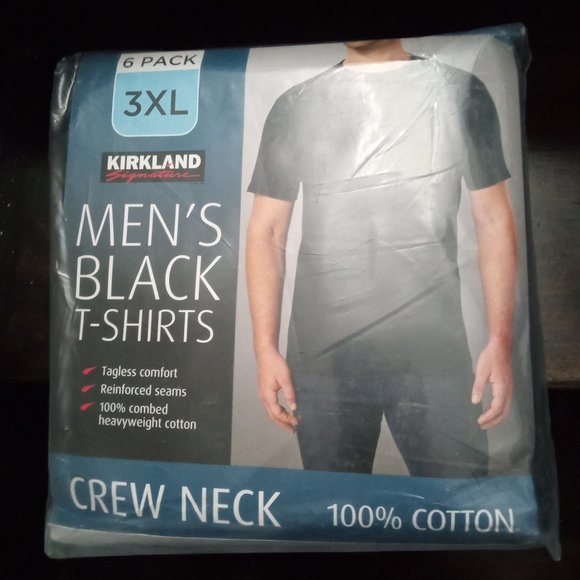New! Kirkland Signature Men’s Crew Neck Tee, 6-pack size 3XL FAST shipping nib! - Picture 2 of 3